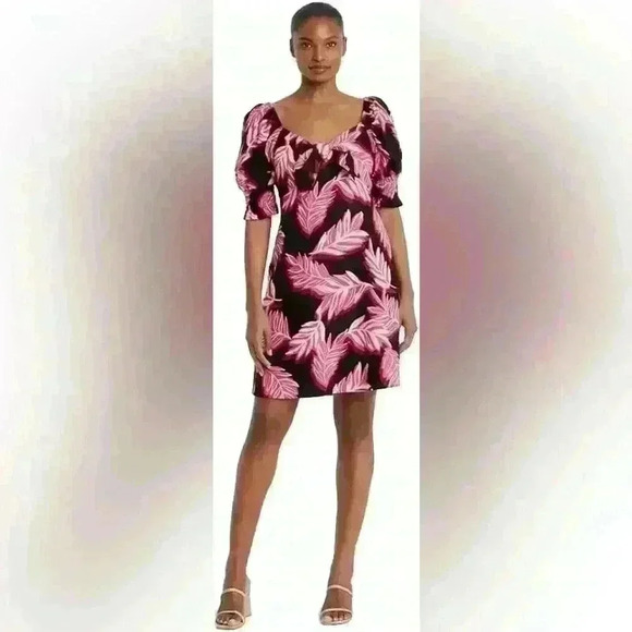 Who What Wear Puff Sleeve Dress Medium NWOT Serengeti Palm - Picture 1 of 3